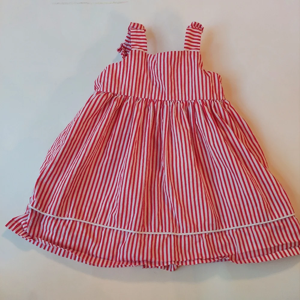 Gymboree Red & White Striped Baby Girl Dress 12–18M Summer Cotton Cute
